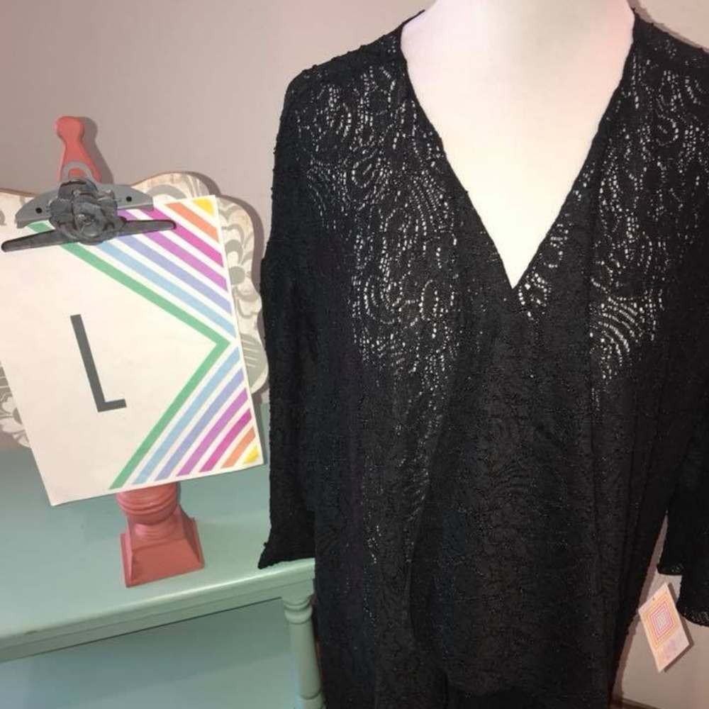 LuLaRoe Black Lace Shirley Size L